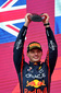 GP AZERBAIJAN, Gara winner Max Verstappen (NLD) Red Bull Racing celebrates on the podium.

21.09.2025. Formula 1 World Championship, Rd 17, Azerbaijan Grand Prix, Baku Street Circuit, Azerbaijan, Gara Day.

- www.xpbimages.com, EMail: requests@xpbimages.com © Copyright: Charniaux / XPB Images