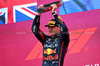 GP AZERBAIJAN, Gara winner Max Verstappen (NLD) Red Bull Racing celebrates on the podium.

21.09.2025. Formula 1 World Championship, Rd 17, Azerbaijan Grand Prix, Baku Street Circuit, Azerbaijan, Gara Day.

- www.xpbimages.com, EMail: requests@xpbimages.com © Copyright: Charniaux / XPB Images