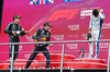 GP AZERBAIJAN, The podium (L to R): George Russell (GBR) Mercedes AMG F1, second; Max Verstappen (NLD) Red Bull Racing, vincitore; Carlos Sainz (ESP) Atlassian Williams Racing, third.

21.09.2025. Formula 1 World Championship, Rd 17, Azerbaijan Grand Prix, Baku Street Circuit, Azerbaijan, Gara Day.

- www.xpbimages.com, EMail: requests@xpbimages.com © Copyright: Charniaux / XPB Images