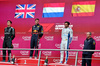 GP AZERBAIJAN, The podium (L to R): George Russell (GBR) Mercedes AMG F1, second; Max Verstappen (NLD) Red Bull Racing, vincitore; Carlos Sainz (ESP) Atlassian Williams Racing, third; Paul Monaghan (GBR) Red Bull Racing Chief Engineer.

21.09.2025. Formula 1 World Championship, Rd 17, Azerbaijan Grand Prix, Baku Street Circuit, Azerbaijan, Gara Day.

- www.xpbimages.com, EMail: requests@xpbimages.com © Copyright: Charniaux / XPB Images