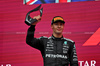 GP AZERBAIJAN, George Russell (GBR) Mercedes AMG F1 celebrates his second position on the podium.

21.09.2025. Formula 1 World Championship, Rd 17, Azerbaijan Grand Prix, Baku Street Circuit, Azerbaijan, Gara Day.

 - www.xpbimages.com, EMail: requests@xpbimages.com © Copyright: Rew / XPB Images