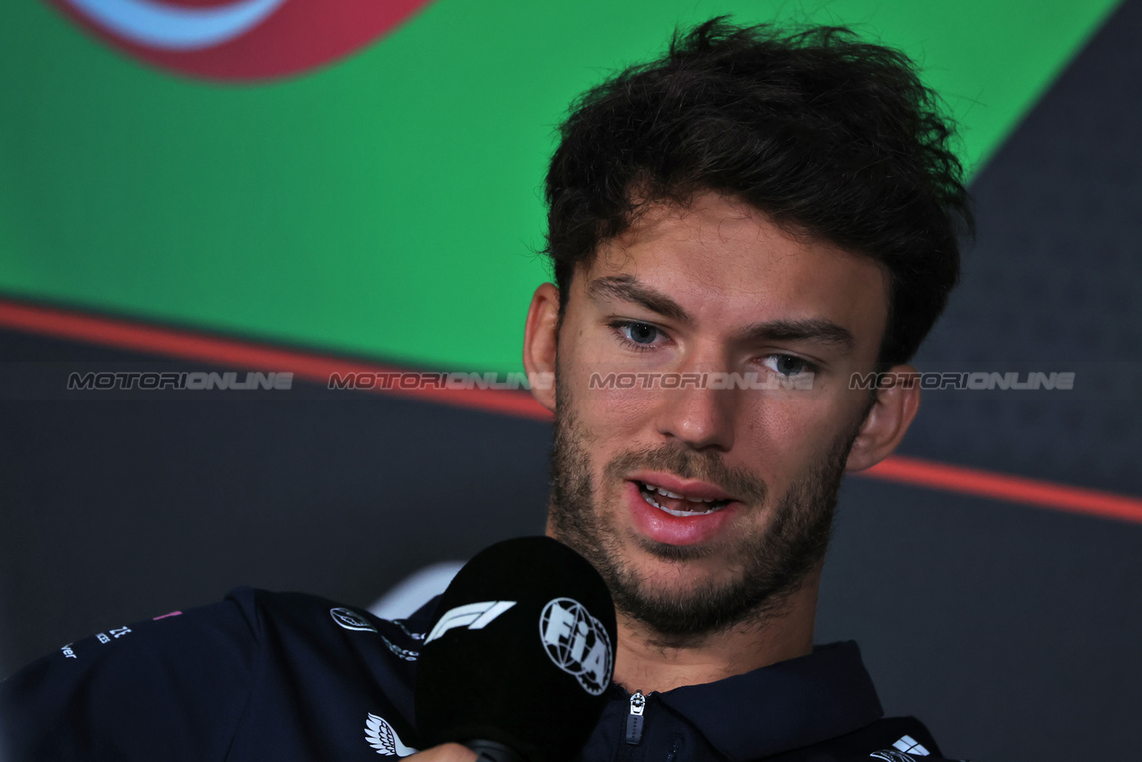 GP AZERBAIJAN, Pierre Gasly (FRA) Alpine F1 Team in the FIA Press Conference.

18.09.2025. Formula 1 World Championship, Rd 17, Azerbaijan Grand Prix, Baku Street Circuit, Azerbaijan, Preparation Day.

 - www.xpbimages.com, EMail: requests@xpbimages.com © Copyright: Rew / XPB Images