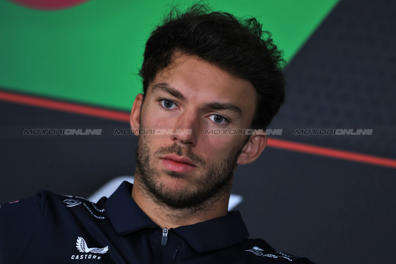 GP AZERBAIJAN, Pierre Gasly (FRA) Alpine F1 Team in the FIA Press Conference.

18.09.2025. Formula 1 World Championship, Rd 17, Azerbaijan Grand Prix, Baku Street Circuit, Azerbaijan, Preparation Day.

 - www.xpbimages.com, EMail: requests@xpbimages.com © Copyright: Rew / XPB Images