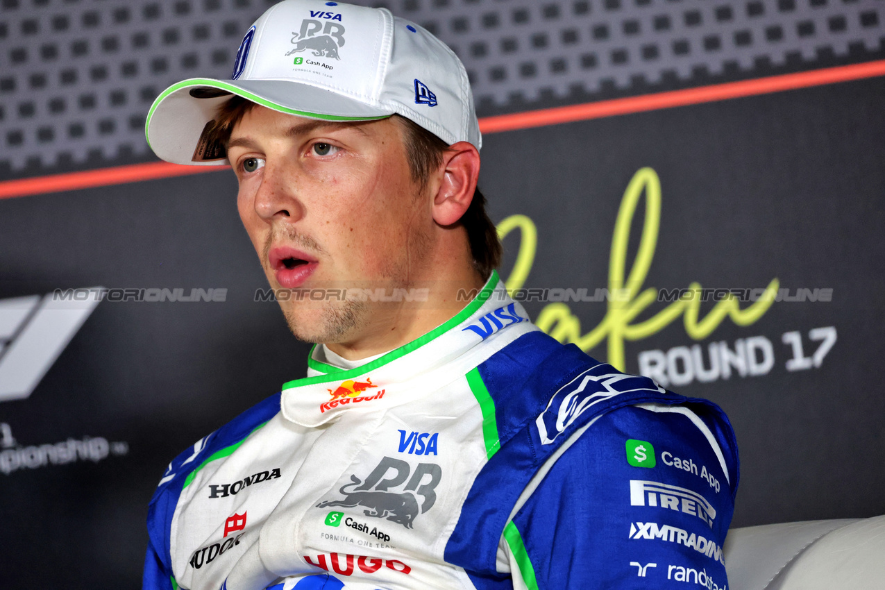 GP AZERBAIJAN, Liam Lawson (NZL) Racing Bulls in the post qualifying FIA Press Conference.

20.09.2025. Formula 1 World Championship, Rd 17, Azerbaijan Grand Prix, Baku Street Circuit, Azerbaijan, Qualifiche Day.

- www.xpbimages.com, EMail: requests@xpbimages.com © Copyright: Bearne / XPB Images