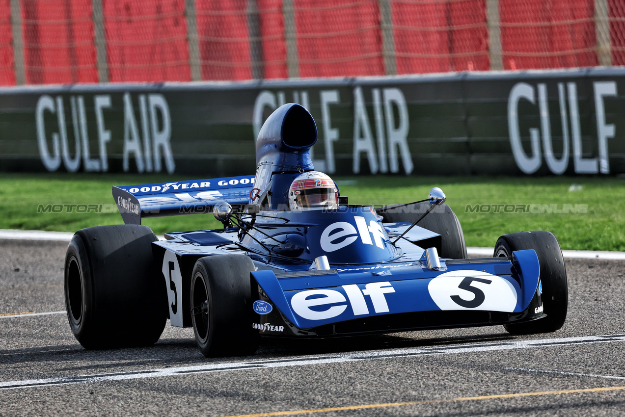 GP BAHRAIN, Jackie Stewart (GBR) drives his 1973 Tyrrell 006.

13.04.2025. Formula 1 World Championship, Rd 4, Bahrain Grand Prix, Sakhir, Bahrain, Gara Day.

- www.xpbimages.com, EMail: requests@xpbimages.com © Copyright: Batchelor / XPB Images