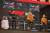 GP BAHRAIN, The podium (L to R): George Russell (GBR) Mercedes AMG F1, second; Oscar Piastri (AUS) McLaren, vincitore; Lando Norris (GBR) McLaren, third.

13.04.2025. Formula 1 World Championship, Rd 4, Bahrain Grand Prix, Sakhir, Bahrain, Gara Day.

- www.xpbimages.com, EMail: requests@xpbimages.com © Copyright: Batchelor / XPB Images
