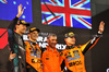 GP BAHRAIN, The podium (L to R): George Russell (GBR) Mercedes AMG F1, second; Oscar Piastri (AUS) McLaren, vincitore; Andrea Stella (ITA) McLaren Team Principal; Lando Norris (GBR) McLaren, third.

13.04.2025. Formula 1 World Championship, Rd 4, Bahrain Grand Prix, Sakhir, Bahrain, Gara Day.

- www.xpbimages.com, EMail: requests@xpbimages.com © Copyright: Batchelor / XPB Images