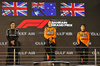 GP BAHRAIN, The podium (L to R): George Russell (GBR) Mercedes AMG F1, second; Oscar Piastri (AUS) McLaren, vincitore; Lando Norris (GBR) McLaren, third.

13.04.2025. Formula 1 World Championship, Rd 4, Bahrain Grand Prix, Sakhir, Bahrain, Gara Day.

- www.xpbimages.com, EMail: requests@xpbimages.com © Copyright: Bearne / XPB Images