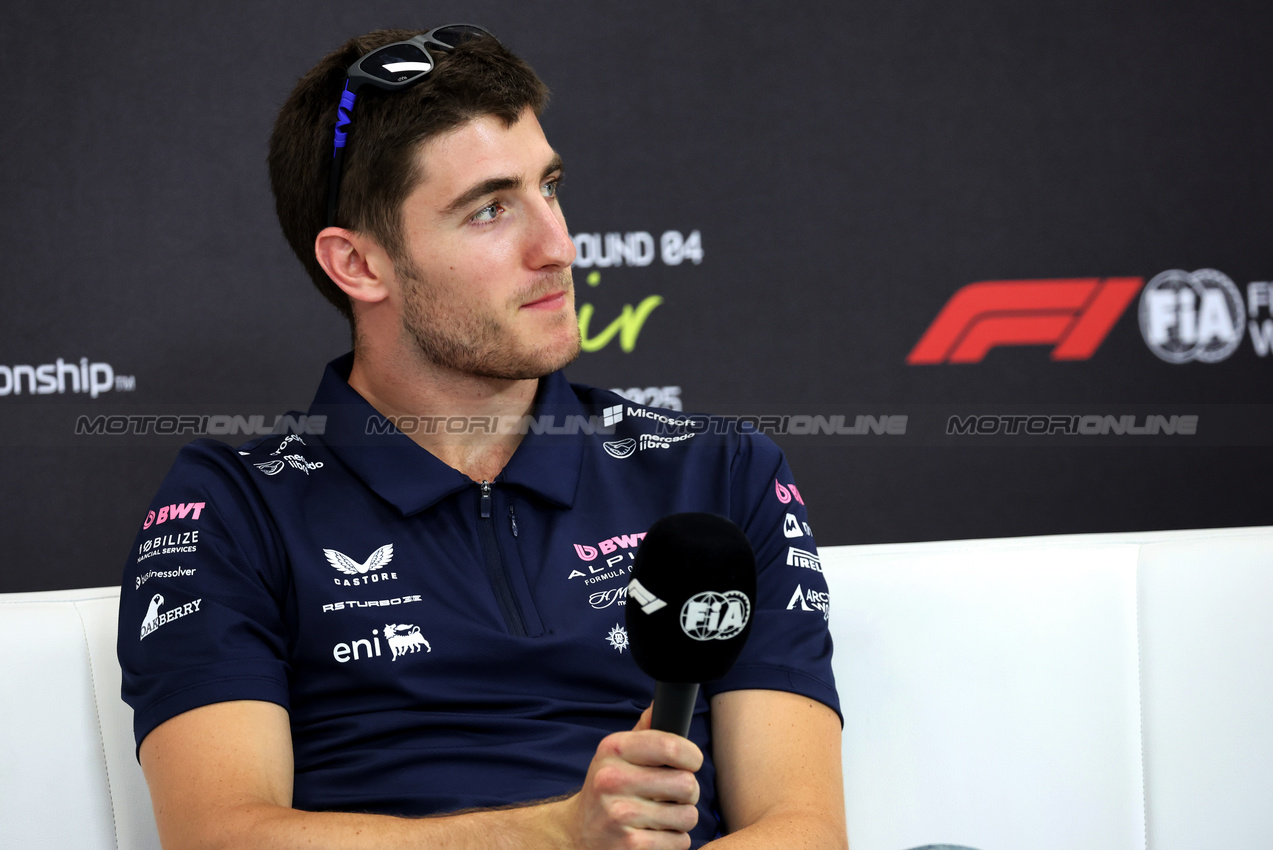 GP BAHRAIN, Jack Doohan (AUS) Alpine F1 Team in the FIA Press Conference.

10.04.2025. Formula 1 World Championship, Rd 4, Bahrain Grand Prix, Sakhir, Bahrain, Preparation Day.

- www.xpbimages.com, EMail: requests@xpbimages.com © Copyright: Bearne / XPB Images