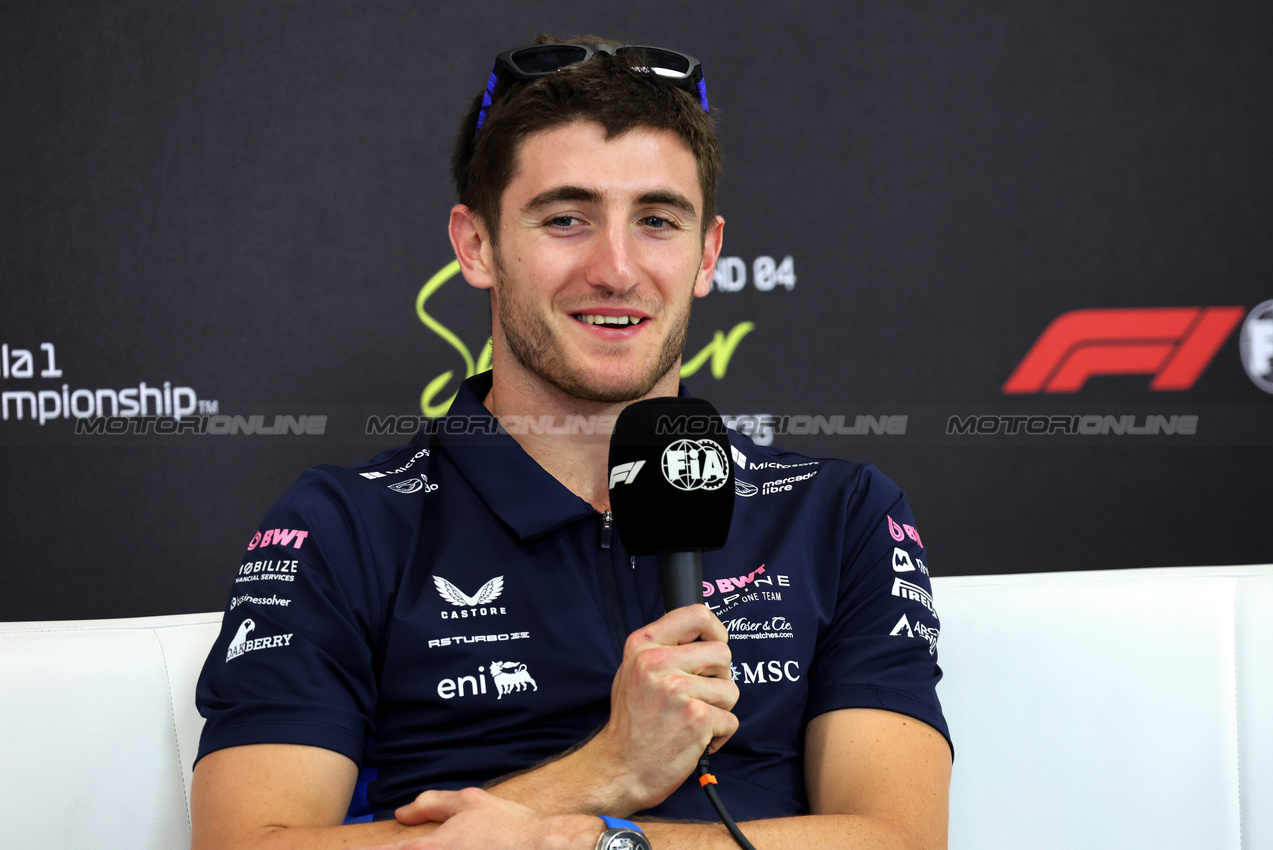 GP BAHRAIN, Jack Doohan (AUS) Alpine F1 Team in the FIA Press Conference.

10.04.2025. Formula 1 World Championship, Rd 4, Bahrain Grand Prix, Sakhir, Bahrain, Preparation Day.

- www.xpbimages.com, EMail: requests@xpbimages.com © Copyright: Bearne / XPB Images