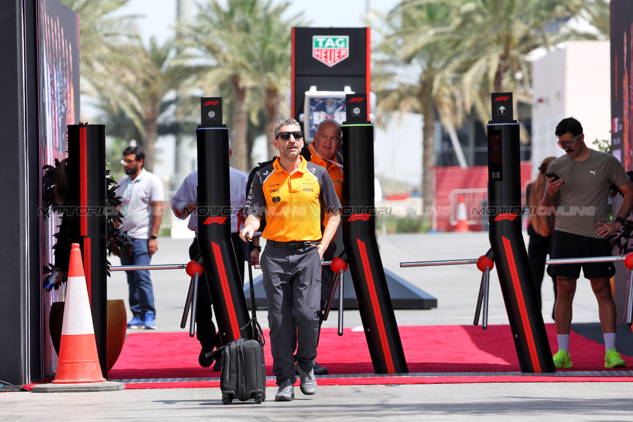 GP BAHRAIN, Andrea Stella (ITA) McLaren Team Principal.

10.04.2025. Formula 1 World Championship, Rd 4, Bahrain Grand Prix, Sakhir, Bahrain, Preparation Day.

- www.xpbimages.com, EMail: requests@xpbimages.com © Copyright: Bearne / XPB Images