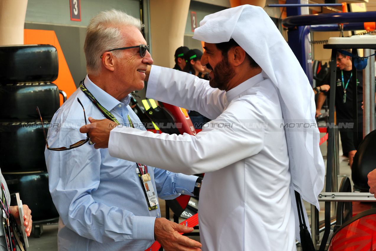 GP BAHRAIN, (L to R): Piero Ferrari (ITA) Ferrari Vice-President with Mohammed Bin Sulayem (UAE) FIA President.

12.04.2025. Formula 1 World Championship, Rd 4, Bahrain Grand Prix, Sakhir, Bahrain, Qualifiche Day.

- www.xpbimages.com, EMail: requests@xpbimages.com © Copyright: Batchelor / XPB Images