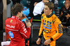 GP BAHRAIN, Pole sitter Oscar Piastri (AUS) McLaren (Right) in qualifying parc ferme with third placed Charles Leclerc (MON) Ferrari.

12.04.2025. Formula 1 World Championship, Rd 4, Bahrain Grand Prix, Sakhir, Bahrain, Qualifiche Day.

- www.xpbimages.com, EMail: requests@xpbimages.com © Copyright: Batchelor / XPB Images