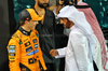 GP BAHRAIN, (L to R): Pole sitter Oscar Piastri (AUS) McLaren in qualifying parc ferme with Mohammed Bin Sulayem (UAE) FIA President.

12.04.2025. Formula 1 World Championship, Rd 4, Bahrain Grand Prix, Sakhir, Bahrain, Qualifiche Day.

- www.xpbimages.com, EMail: requests@xpbimages.com © Copyright: Batchelor / XPB Images