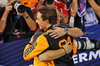 GP BAHRAIN, Oscar Piastri (AUS) McLaren celebrates his pole position in qualifying parc ferme with Zak Brown (USA) McLaren Executive Director.

12.04.2025. Formula 1 World Championship, Rd 4, Bahrain Grand Prix, Sakhir, Bahrain, Qualifiche Day.

- www.xpbimages.com, EMail: requests@xpbimages.com © Copyright: Batchelor / XPB Images