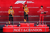 GP BELGIO, The podium (L to R): Lando Norris (GBR) McLaren, second; Oscar Piastri (AUS) McLaren, vincitore; Charles Leclerc (MON) Ferrari, third.

27.07.2025. Formula 1 World Championship, Rd 13, Belgian Grand Prix, Spa Francorchamps, Belgium, Gara Day.

- www.xpbimages.com, EMail: requests@xpbimages.com © Copyright: Moy / XPB Images