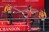 GP BELGIO, (L to R): Lando Norris (GBR) McLaren celebrates on the podium with Charles Leclerc (MON) Ferrari e Oscar Piastri (AUS) McLaren.

27.07.2025. Formula 1 World Championship, Rd 13, Belgian Grand Prix, Spa Francorchamps, Belgium, Gara Day.

- www.xpbimages.com, EMail: requests@xpbimages.com © Copyright: Moy / XPB Images