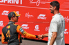 GP BELGIO, (L to R): Lando Norris (GBR) McLaren with Thibaut Courtois (BEL) Real Madrid Goalkeeper in Sprint parc ferme.

26.07.2025. Formula 1 World Championship, Rd 13, Belgian Grand Prix, Spa Francorchamps, Belgium, Sprint e Qualifiche Day.

- www.xpbimages.com, EMail: requests@xpbimages.com © Copyright: Batchelor / XPB Images