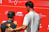 GP BELGIO, (L to R): Lando Norris (GBR) McLaren with Thibaut Courtois (BEL) Real Madrid Goalkeeper in Sprint parc ferme.

26.07.2025. Formula 1 World Championship, Rd 13, Belgian Grand Prix, Spa Francorchamps, Belgium, Sprint e Qualifiche Day.

- www.xpbimages.com, EMail: requests@xpbimages.com © Copyright: Batchelor / XPB Images