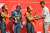 GP BELGIO, Sprint top three in parc ferme (L to R): Lando Norris (GBR) McLaren, third; Max Verstappen (NLD) Red Bull Racing, vincitore; Oscar Piastri (AUS) McLaren, second; Thibaut Courtois (BEL) Real Madrid Goalkeeper.

26.07.2025. Formula 1 World Championship, Rd 13, Belgian Grand Prix, Spa Francorchamps, Belgium, Sprint e Qualifiche Day.

- www.xpbimages.com, EMail: requests@xpbimages.com © Copyright: Moy / XPB Images