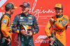 GP BELGIO, Sprint top three in parc ferme (L to R): Lando Norris (GBR) McLaren, third; Max Verstappen (NLD) Red Bull Racing, vincitore; Oscar Piastri (AUS) McLaren, second.

26.07.2025. Formula 1 World Championship, Rd 13, Belgian Grand Prix, Spa Francorchamps, Belgium, Sprint e Qualifiche Day.

- www.xpbimages.com, EMail: requests@xpbimages.com © Copyright: Moy / XPB Images
