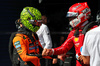 GP BELGIO, (L to R): Lando Norris (GBR) McLaren celebrates his pole position with Charles Leclerc (MON) Ferrari in qualifying parc ferme.

26.07.2025. Formula 1 World Championship, Rd 13, Belgian Grand Prix, Spa Francorchamps, Belgium, Sprint e Qualifiche Day.

- www.xpbimages.com, EMail: requests@xpbimages.com © Copyright: Batchelor / XPB Images