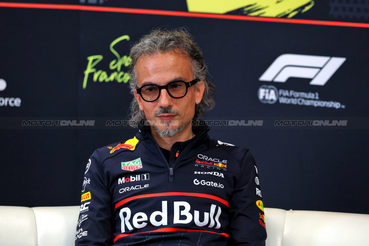 GP BELGIO, Laurent Mekies (FRA) Red Bull Racing Team Principal e CEO in the FIA Press Conference.

25.07.2025. Formula 1 World Championship, Rd 13, Belgian Grand Prix, Spa Francorchamps, Belgium, Sprint Qualifiche Day.

- www.xpbimages.com, EMail: requests@xpbimages.com © Copyright: Moy / XPB Images