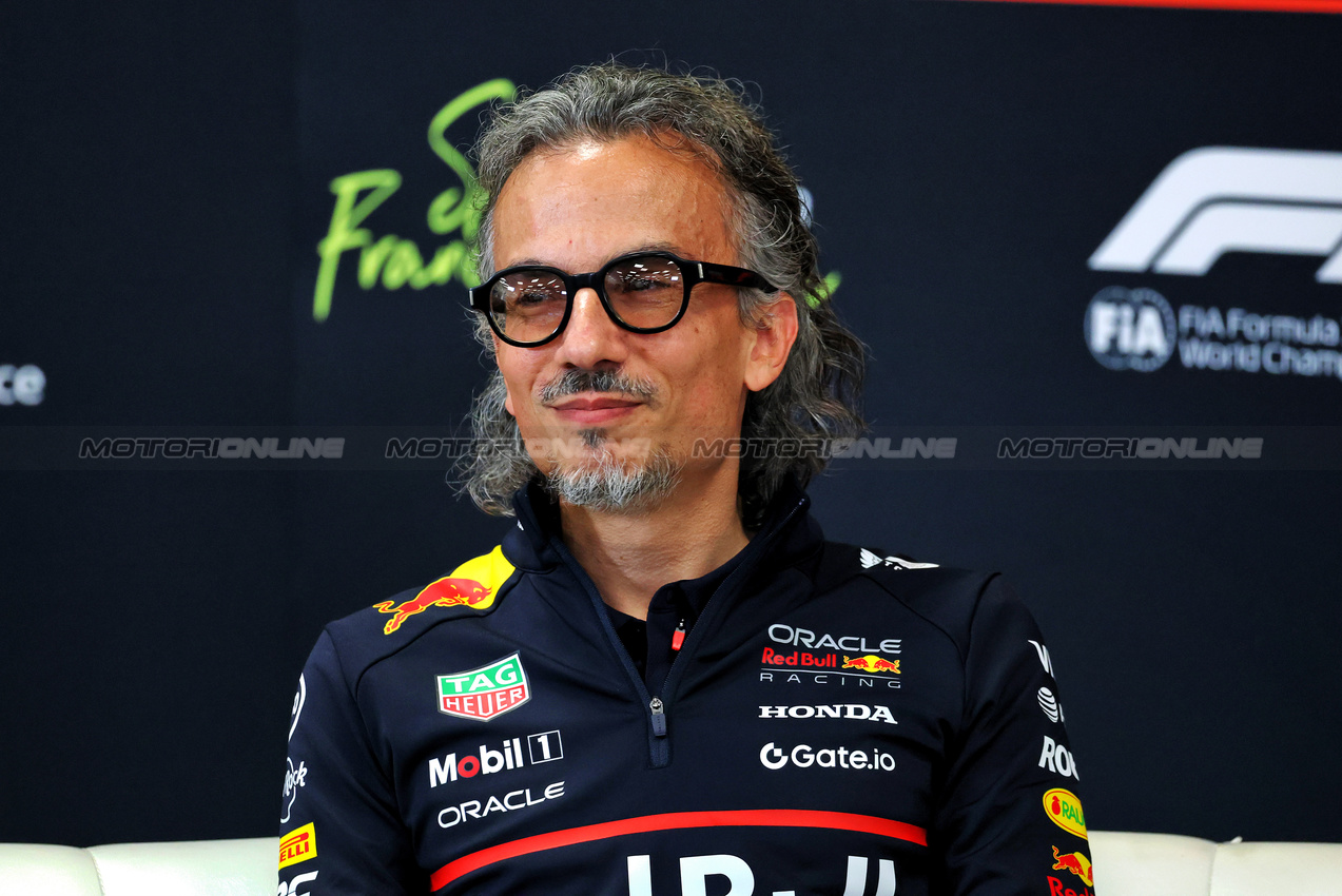 GP BELGIO, Laurent Mekies (FRA) Red Bull Racing Team Principal e CEO in the FIA Press Conference.

25.07.2025. Formula 1 World Championship, Rd 13, Belgian Grand Prix, Spa Francorchamps, Belgium, Sprint Qualifiche Day.

- www.xpbimages.com, EMail: requests@xpbimages.com © Copyright: Moy / XPB Images