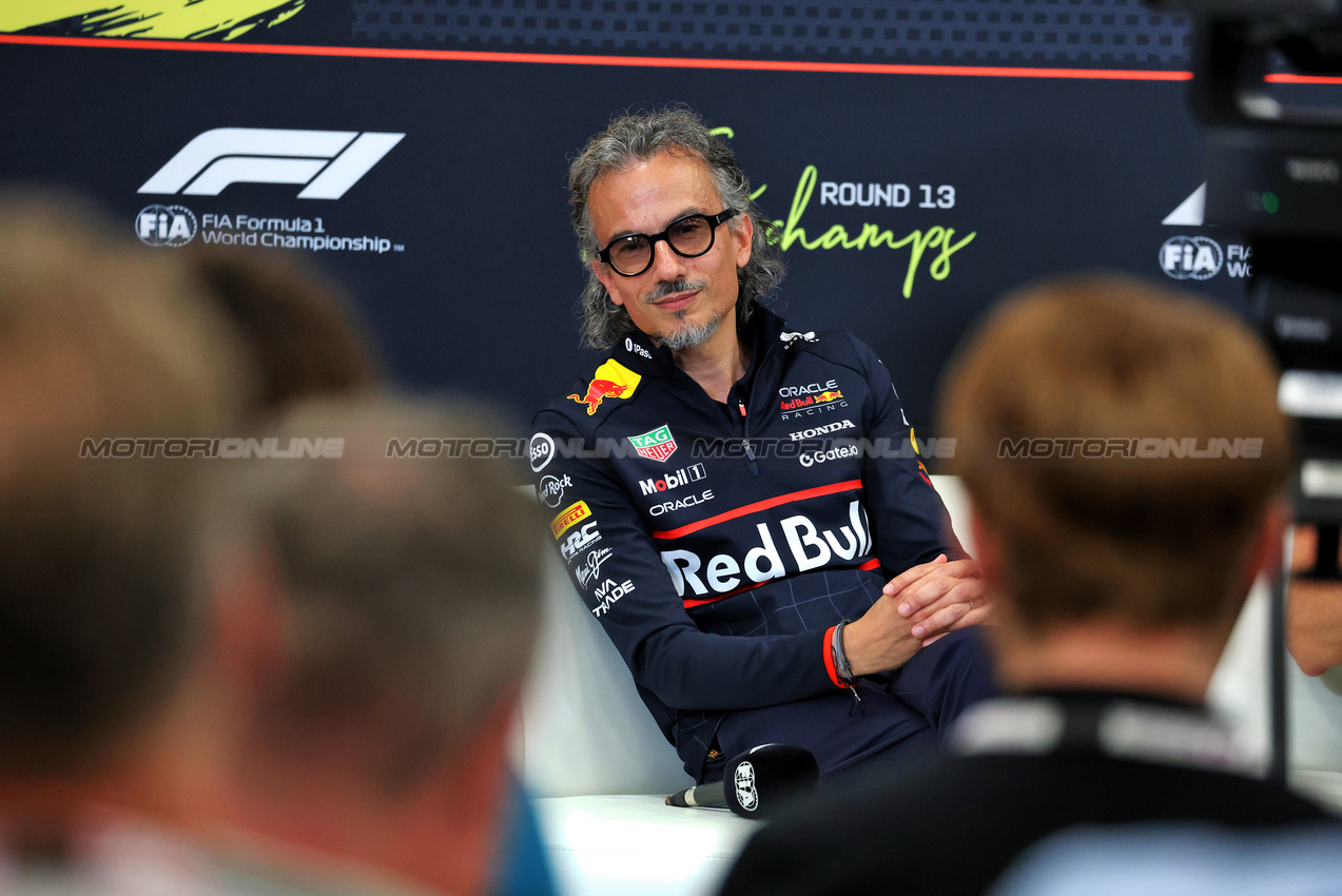 GP BELGIO, Laurent Mekies (FRA) Red Bull Racing Team Principal e CEO in the FIA Press Conference.

25.07.2025. Formula 1 World Championship, Rd 13, Belgian Grand Prix, Spa Francorchamps, Belgium, Sprint Qualifiche Day.

- www.xpbimages.com, EMail: requests@xpbimages.com © Copyright: Moy / XPB Images