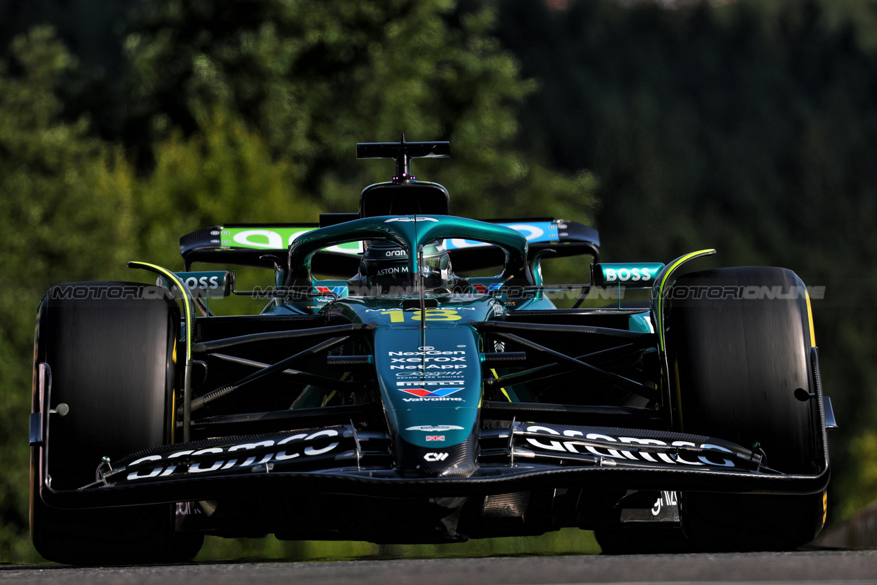 GP BELGIO, Lance Stroll (CDN) Aston Martin F1 Team AMR25.

25.07.2025. Formula 1 World Championship, Rd 13, Belgian Grand Prix, Spa Francorchamps, Belgium, Sprint Qualifiche Day.

- www.xpbimages.com, EMail: requests@xpbimages.com © Copyright: Batchelor / XPB Images