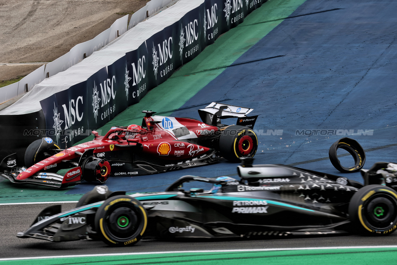 GP BRASILE, Charles Leclerc (MON) Ferrari SF-25 with damage that led to his retirement from the race.

09.11.2025. Formula 1 World Championship, Rd 21, Brazilian Grand Prix, Sao Paulo, Brazil, Gara Day.

- www.xpbimages.com, EMail: requests@xpbimages.com © Copyright: Batchelor / XPB Images