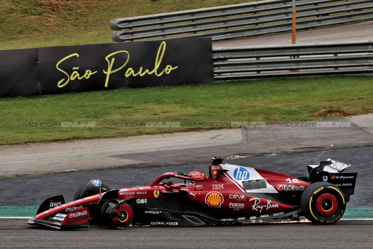 GP BRASILE, Charles Leclerc (MON) Ferrari SF-25 with damage that led to his retirement from the race.
09.11.2025. Formula 1 World Championship, Rd 21, Brazilian Grand Prix, Sao Paulo, Brazil, Gara Day.
- www.xpbimages.com, EMail: requests@xpbimages.com © Copyright: Batchelor / XPB Images