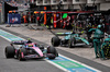 GP BRASILE, Franco Colapinto (ARG) Alpine F1 Team A525 makes a pit stop as does Lance Stroll (CDN) Aston Martin F1 Team AMR25.

09.11.2025. Formula 1 World Championship, Rd 21, Brazilian Grand Prix, Sao Paulo, Brazil, Gara Day.

- www.xpbimages.com, EMail: requests@xpbimages.com © Copyright: Batchelor / XPB Images
