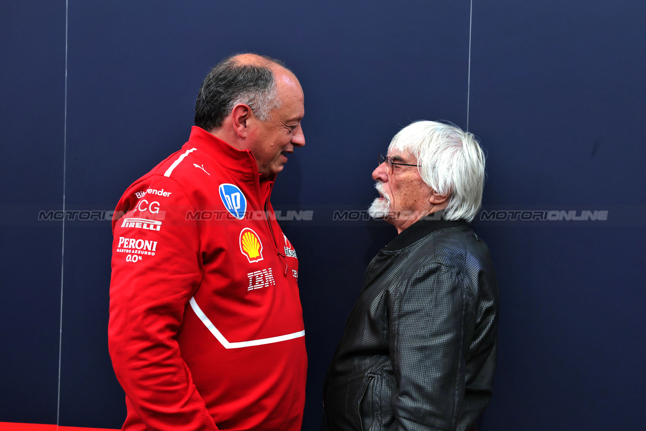 GP BRASILE, (L to R): Frederic Vasseur (FRA) Ferrari Team Principal with Bernie Ecclestone (GBR).

06.11.2025. Formula 1 World Championship, Rd 21, Brazilian Grand Prix, Sao Paulo, Brazil, Preparation Day.

 - www.xpbimages.com, EMail: requests@xpbimages.com © Copyright: Rew / XPB Images