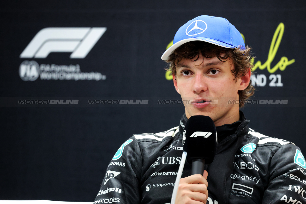 GP BRASILE, Andrea Kimi Antonelli (ITA) Mercedes AMG F1 in the post Sprint FIA Press Conference.

08.11.2025. Formula 1 World Championship, Rd 21, Brazilian Grand Prix, Sao Paulo, Brazil, Sprint e Qualifiche Day.

- www.xpbimages.com, EMail: requests@xpbimages.com © Copyright: Charniaux / XPB Images