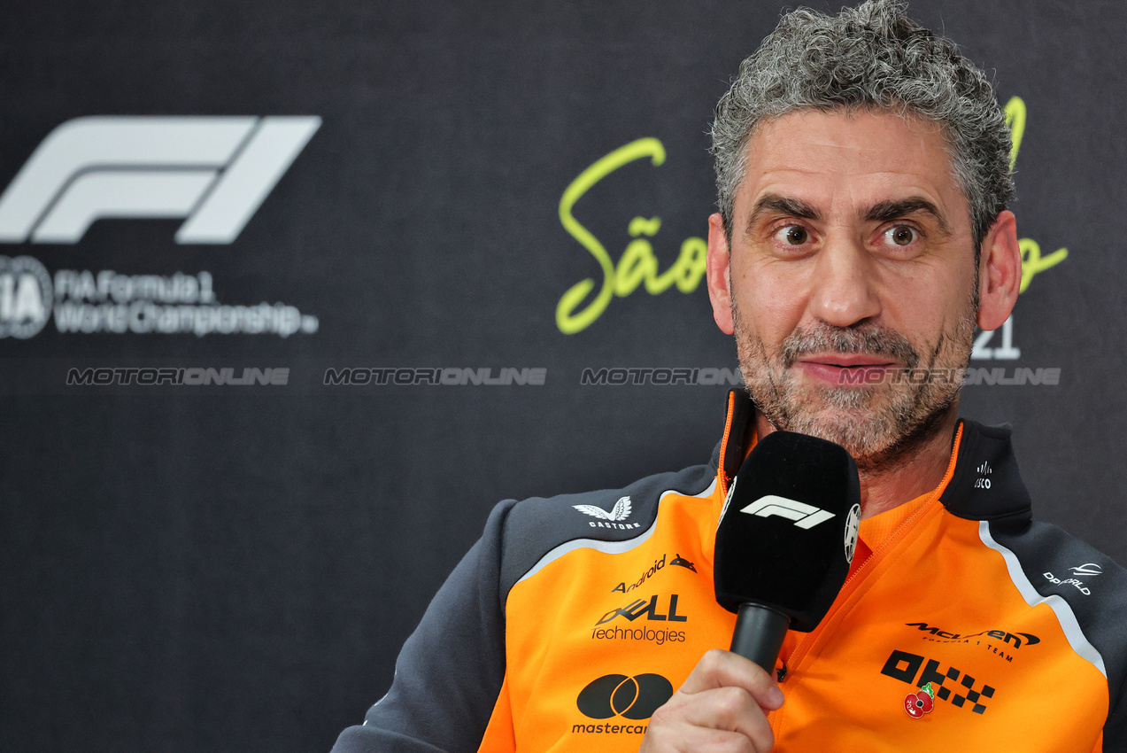 GP BRASILE, Andrea Stella (ITA) McLaren Team Principall in the FIA Press Conference.

07.11.2025. Formula 1 World Championship, Rd 21, Brazilian Grand Prix, Sao Paulo, Brazil, Sprint Qualifiche Day.

- www.xpbimages.com, EMail: requests@xpbimages.com © Copyright: Charniaux / XPB Images