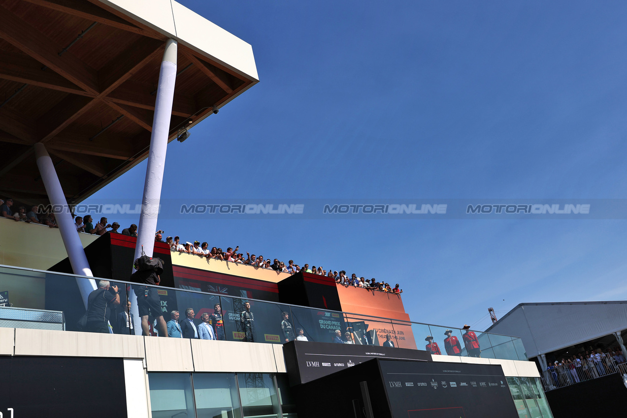 GP CANADA, The podium (L to R): Max Verstappen (NLD) Red Bull Racing, second; George Russell (GBR) Mercedes AMG F1, vincitore; Andrea Kimi Antonelli (ITA) Mercedes AMG F1, third.

15.06.2025. Formula 1 World Championship, Rd 10, Canadian Grand Prix, Montreal, Canada, Gara Day.

 - www.xpbimages.com, EMail: requests@xpbimages.com © Copyright: Rew / XPB Images