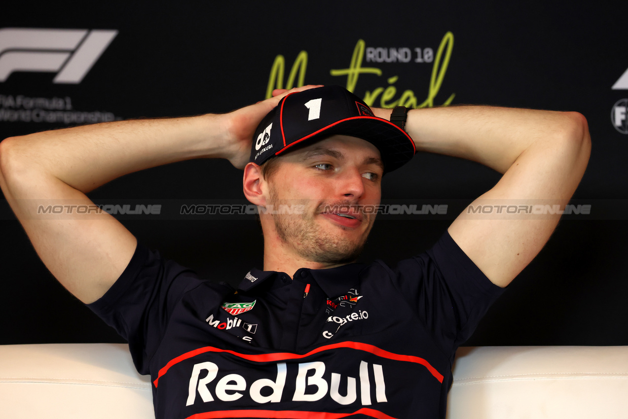 GP CANADA, Max Verstappen (NLD) Red Bull Racing in the post race FIA Press Conference.

15.06.2025. Formula 1 World Championship, Rd 10, Canadian Grand Prix, Montreal, Canada, Gara Day.

 - www.xpbimages.com, EMail: requests@xpbimages.com © Copyright: Rew / XPB Images