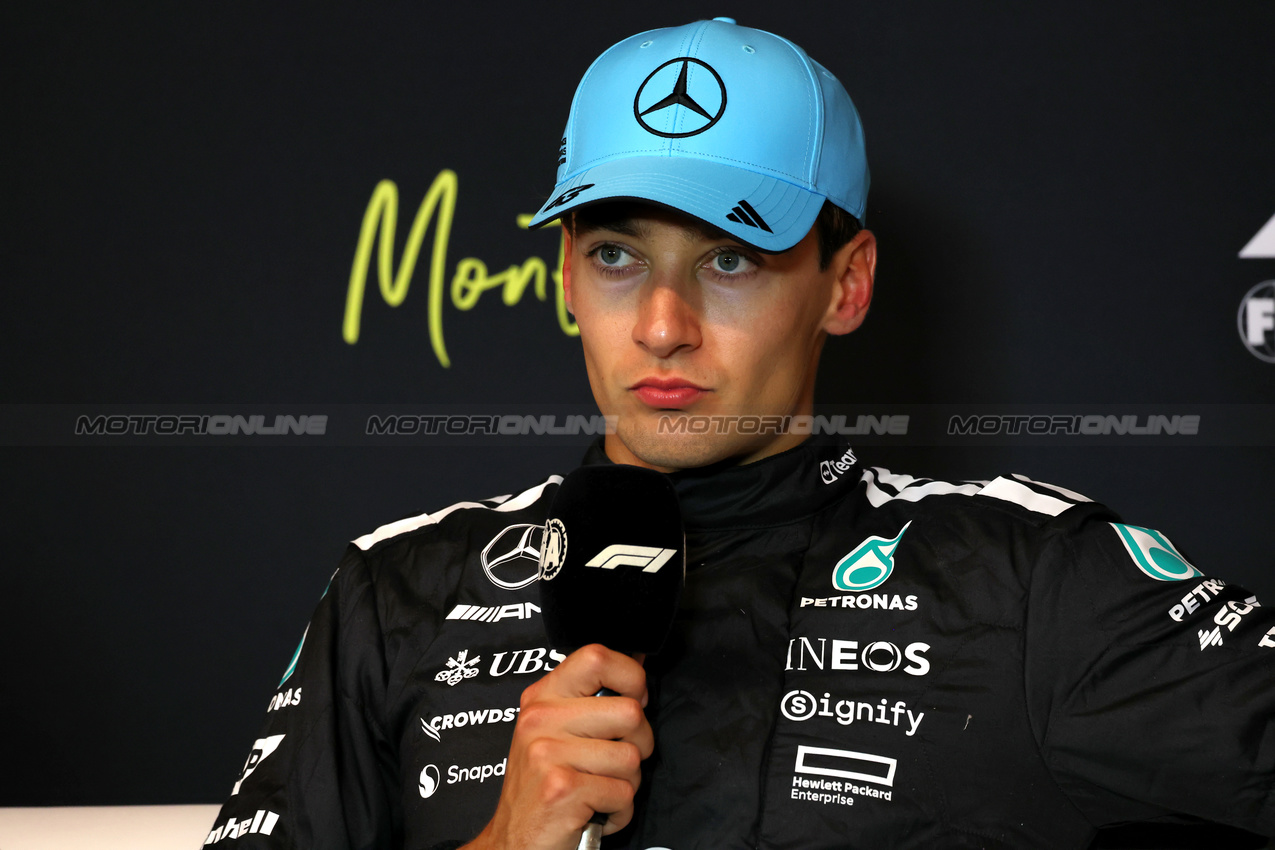 GP CANADA, George Russell (GBR) Mercedes AMG F1 in the post race FIA Press Conference.

15.06.2025. Formula 1 World Championship, Rd 10, Canadian Grand Prix, Montreal, Canada, Gara Day.

 - www.xpbimages.com, EMail: requests@xpbimages.com © Copyright: Rew / XPB Images