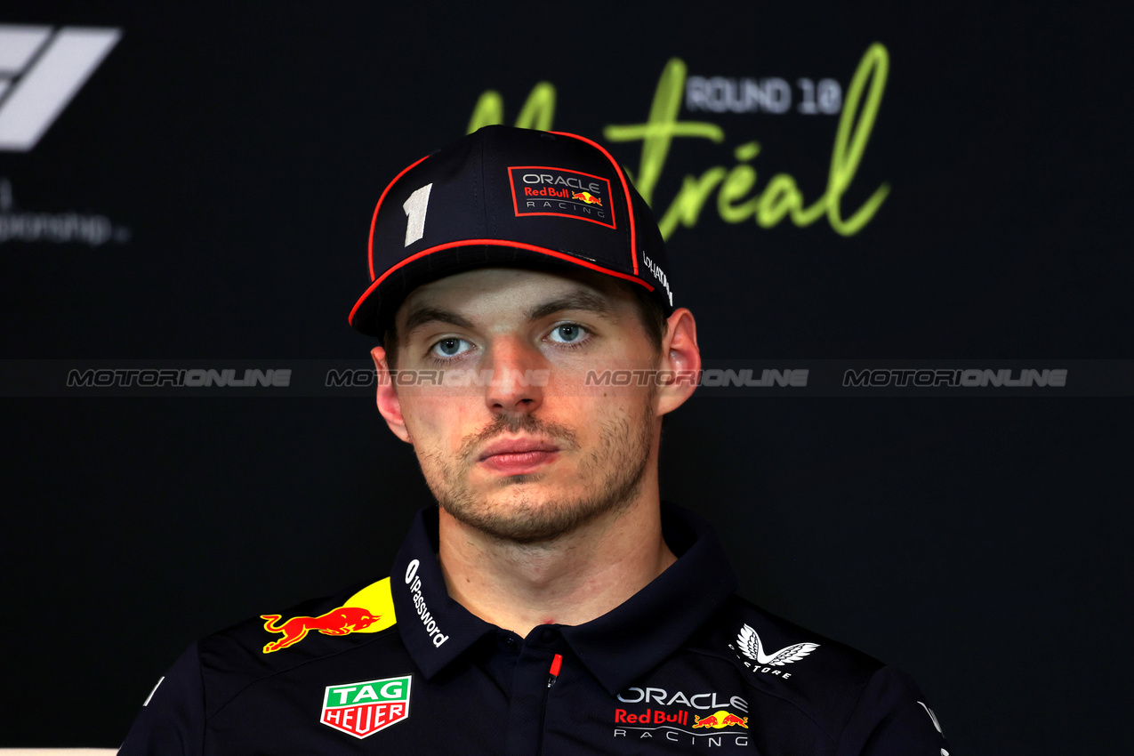 GP CANADA, Max Verstappen (NLD) Red Bull Racing in the post race FIA Press Conference.

15.06.2025. Formula 1 World Championship, Rd 10, Canadian Grand Prix, Montreal, Canada, Gara Day.

 - www.xpbimages.com, EMail: requests@xpbimages.com © Copyright: Rew / XPB Images