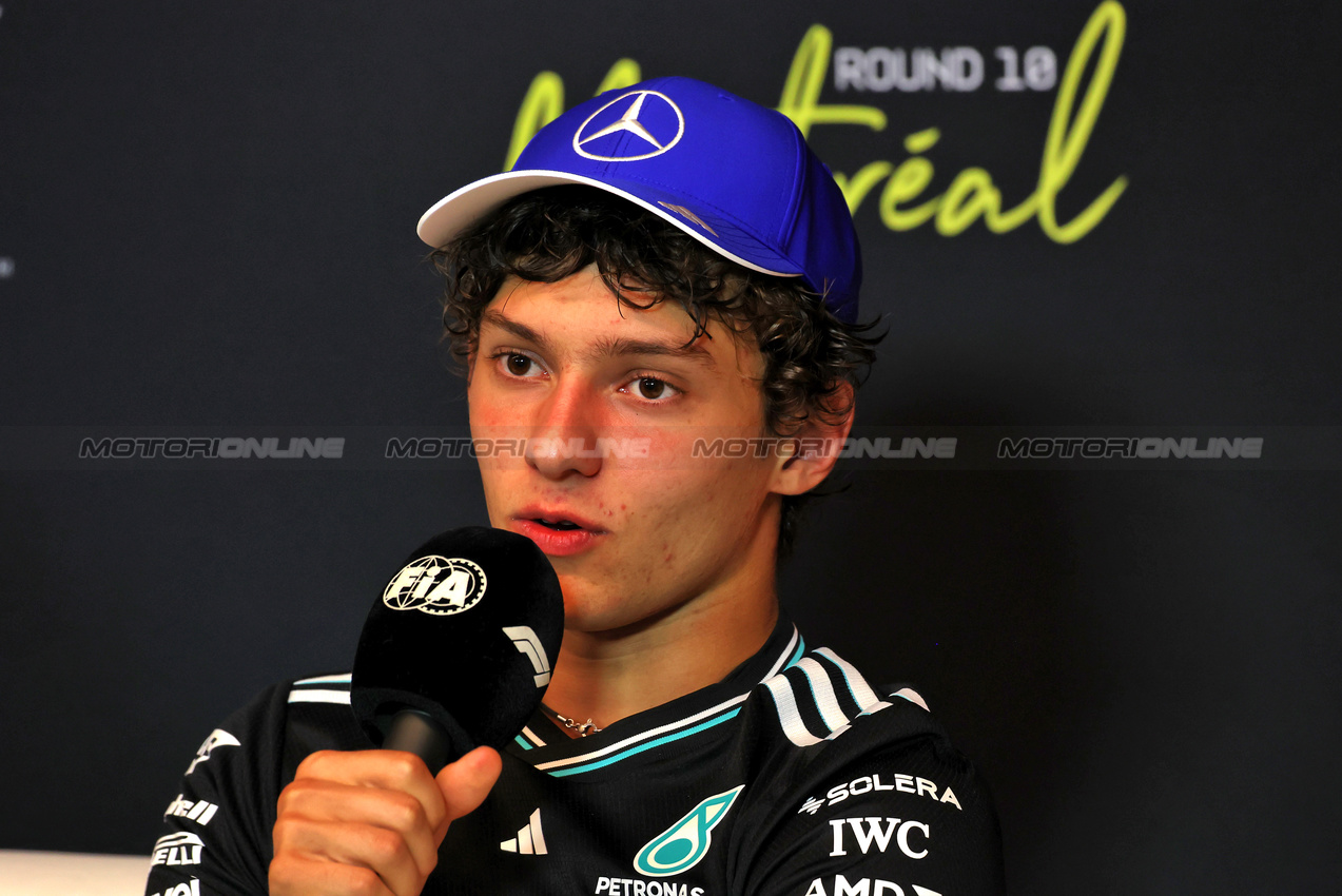 GP CANADA, Andrea Kimi Antonelli (ITA) Mercedes AMG F1 in the post race FIA Press Conference.

15.06.2025. Formula 1 World Championship, Rd 10, Canadian Grand Prix, Montreal, Canada, Gara Day.

 - www.xpbimages.com, EMail: requests@xpbimages.com © Copyright: Rew / XPB Images
