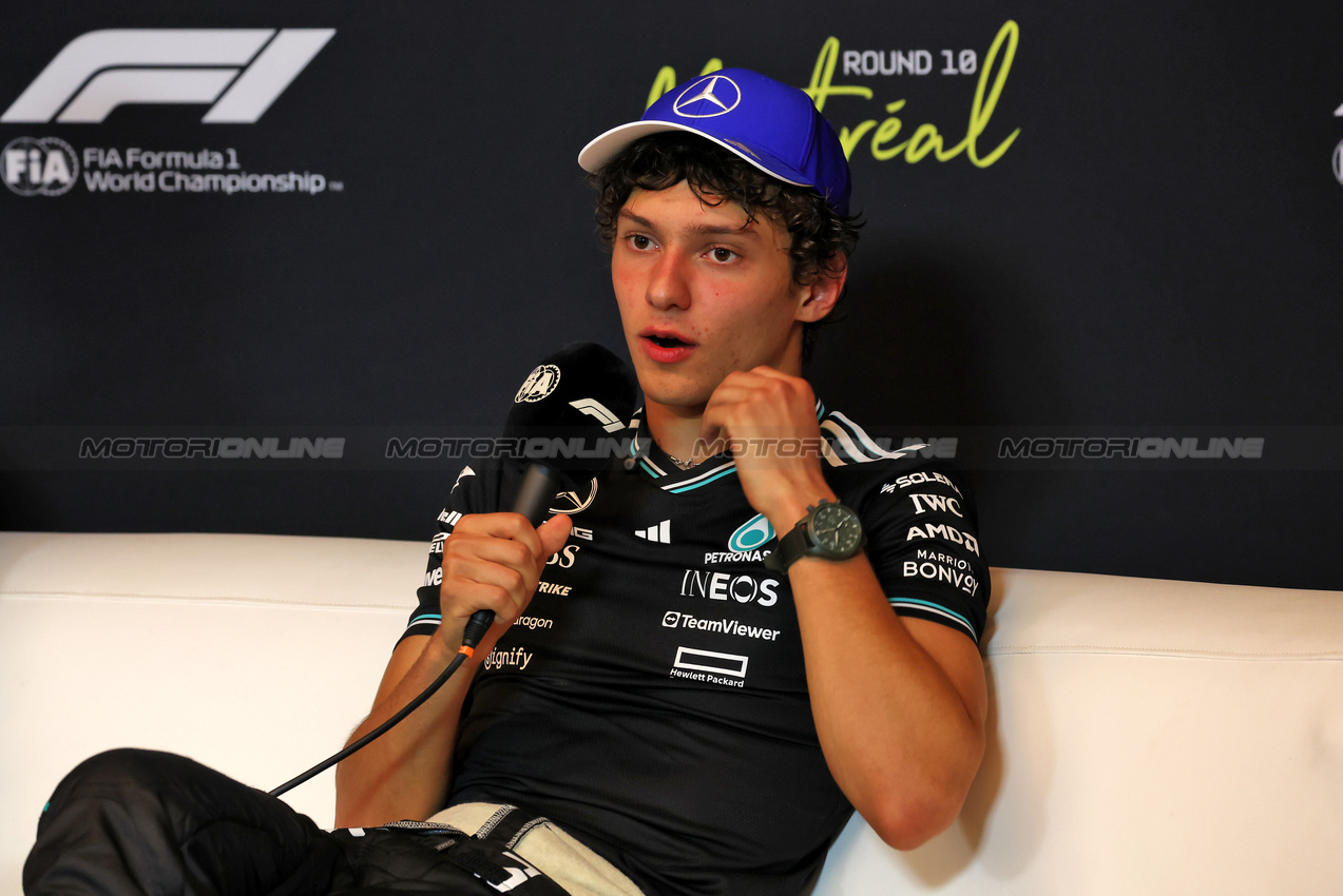 GP CANADA, Andrea Kimi Antonelli (ITA) Mercedes AMG F1 in the post race FIA Press Conference.

15.06.2025. Formula 1 World Championship, Rd 10, Canadian Grand Prix, Montreal, Canada, Gara Day.

 - www.xpbimages.com, EMail: requests@xpbimages.com © Copyright: Rew / XPB Images