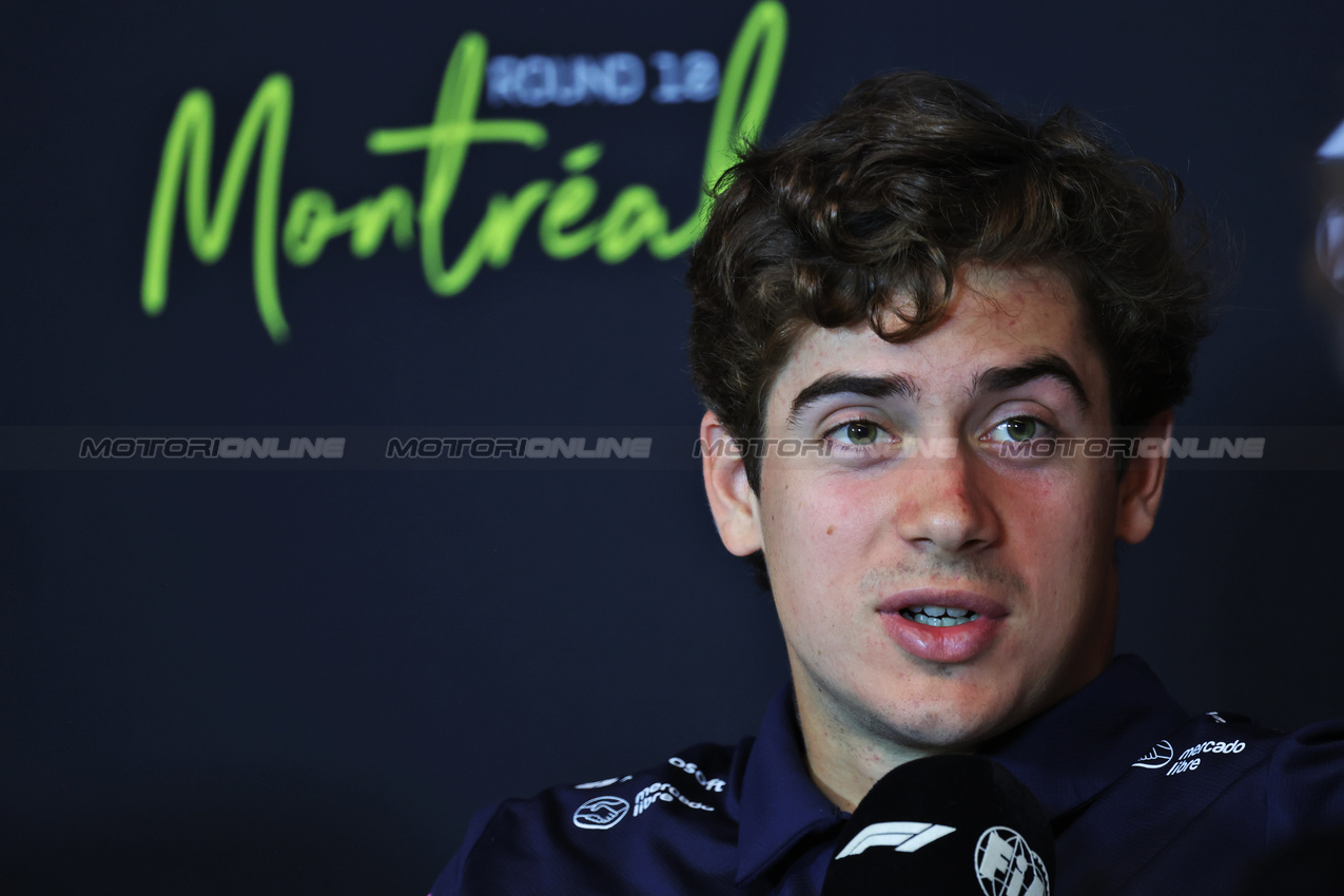GP CANADA, Franco Colapinto (ARG) Alpine F1 Team in the FIA Press Conference.

12.06.2025. Formula 1 World Championship, Rd 10, Canadian Grand Prix, Montreal, Canada, Preparation Day.

- www.xpbimages.com, EMail: requests@xpbimages.com © Copyright: Bearne / XPB Images