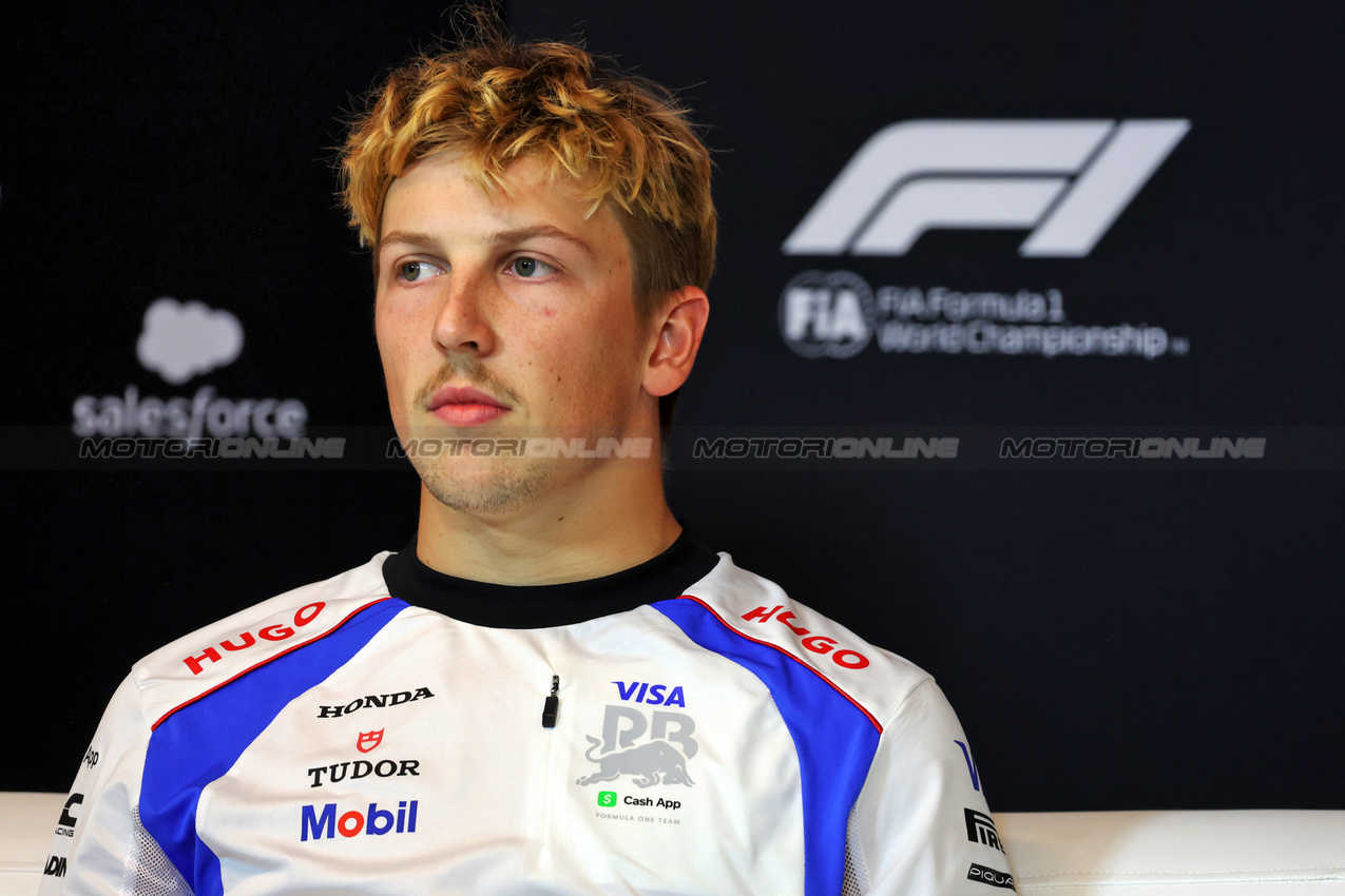 GP CANADA, Liam Lawson (NZL) Racing Bulls in the FIA Press Conference.

12.06.2025. Formula 1 World Championship, Rd 10, Canadian Grand Prix, Montreal, Canada, Preparation Day.

- www.xpbimages.com, EMail: requests@xpbimages.com © Copyright: Bearne / XPB Images