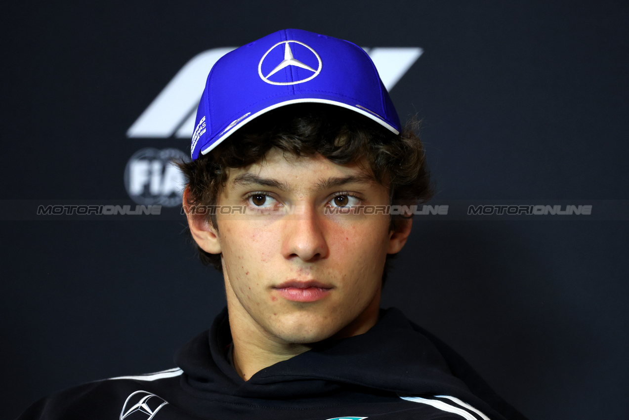 GP CANADA, Andrea Kimi Antonelli (ITA) Mercedes AMG F1 in the FIA Press Conference.

12.06.2025. Formula 1 World Championship, Rd 10, Canadian Grand Prix, Montreal, Canada, Preparation Day.

- www.xpbimages.com, EMail: requests@xpbimages.com © Copyright: Bearne / XPB Images