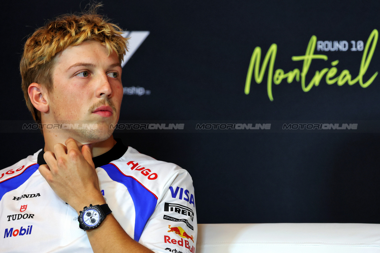 GP CANADA, Liam Lawson (NZL) Racing Bulls in the FIA Press Conference.

12.06.2025. Formula 1 World Championship, Rd 10, Canadian Grand Prix, Montreal, Canada, Preparation Day.

- www.xpbimages.com, EMail: requests@xpbimages.com © Copyright: Bearne / XPB Images