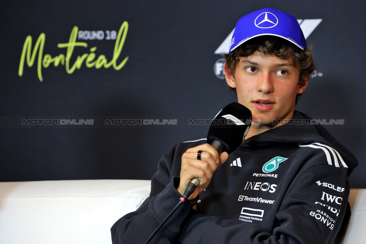 GP CANADA, Andrea Kimi Antonelli (ITA) Mercedes AMG F1 in the FIA Press Conference.

12.06.2025. Formula 1 World Championship, Rd 10, Canadian Grand Prix, Montreal, Canada, Preparation Day.

- www.xpbimages.com, EMail: requests@xpbimages.com © Copyright: Bearne / XPB Images