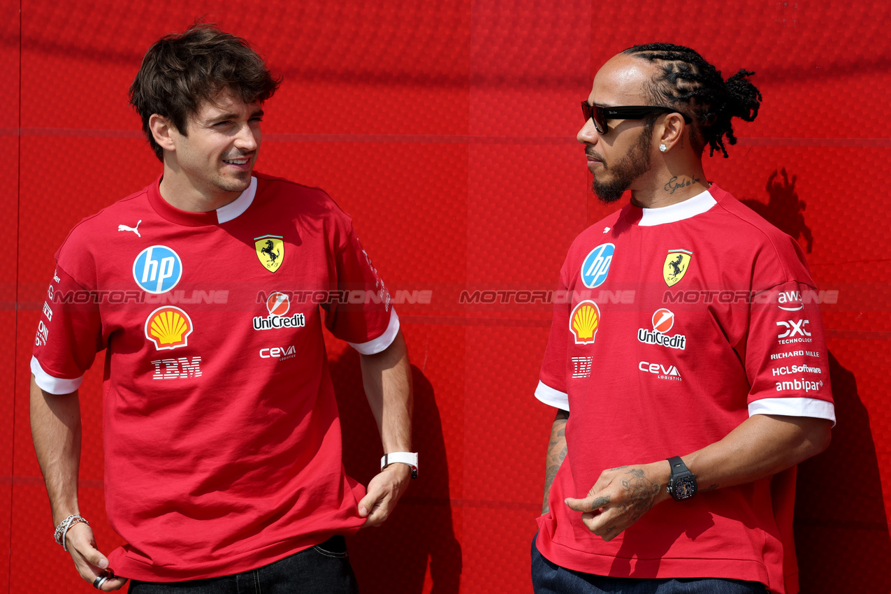 GP CANADA, (L to R): Charles Leclerc (MON) Ferrari with Lewis Hamilton (GBR) Ferrari.

12.06.2025. Formula 1 World Championship, Rd 10, Canadian Grand Prix, Montreal, Canada, Preparation Day.

 - www.xpbimages.com, EMail: requests@xpbimages.com © Copyright: Coates / XPB Images