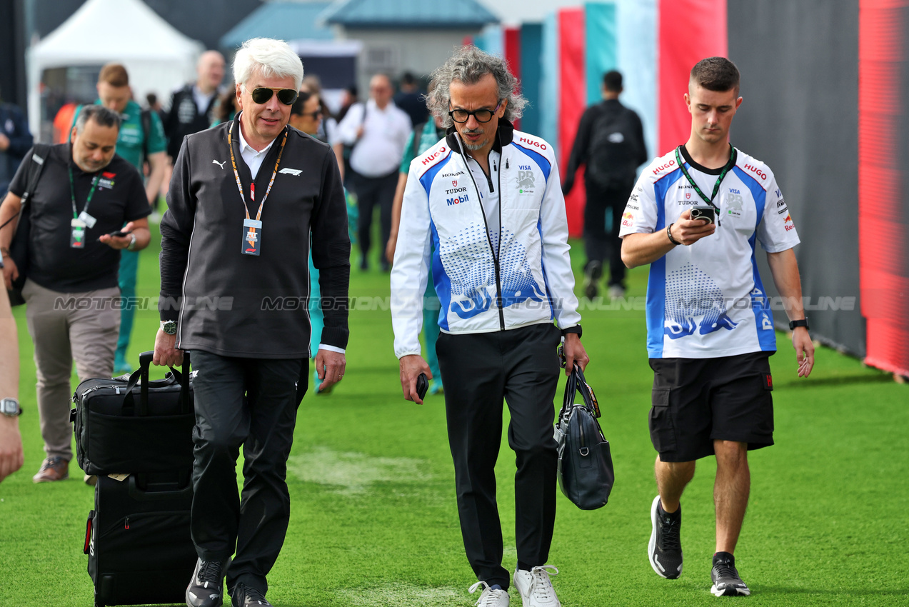 GP CANADA, Laurent Mekies (FRA) Racing Bulls Technical Director (Centre).

12.06.2025. Formula 1 World Championship, Rd 10, Canadian Grand Prix, Montreal, Canada, Preparation Day.

- www.xpbimages.com, EMail: requests@xpbimages.com © Copyright: Bearne / XPB Images