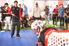 GP CANADA, Esteban Ocon (FRA) Haas F1 Team plays 'Ice Hockey' in the paddock.

12.06.2025. Formula 1 World Championship, Rd 10, Canadian Grand Prix, Montreal, Canada, Preparation Day.

- www.xpbimages.com, EMail: requests@xpbimages.com © Copyright: Bearne / XPB Images
